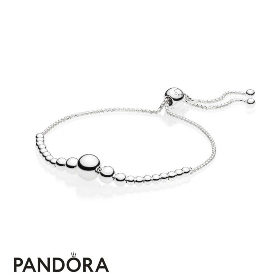 Women's Pandora Sliding Bracelet In Silver Thread Of Pearls Jewelry
