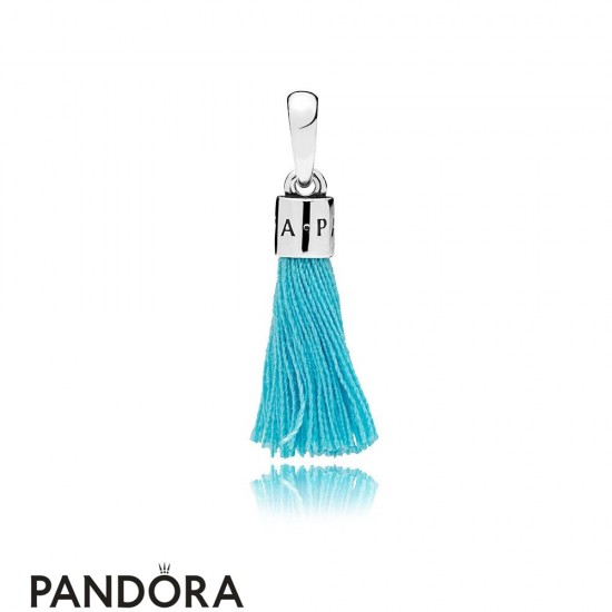 Women's Pandora Turquoise Fabric Tassel Dangle Charm Jewelry