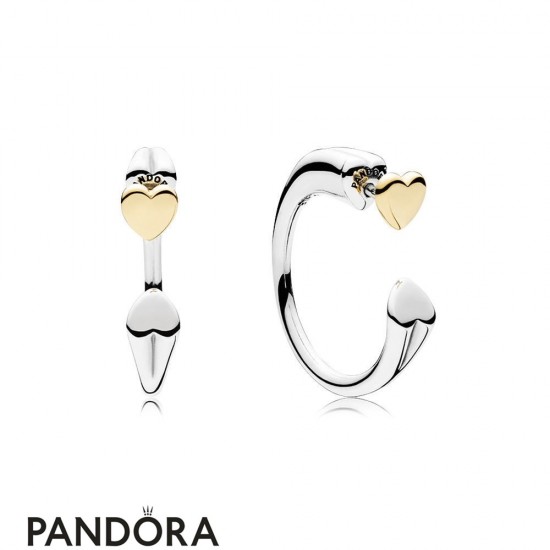 Women's Pandora Two Hearts Earring Hoops Jewelry