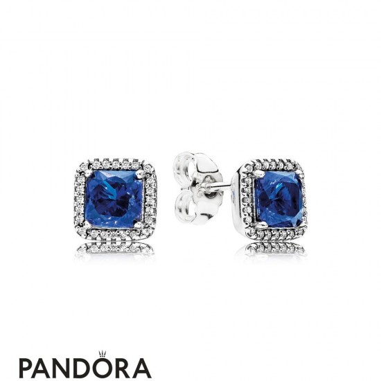 Pandora Winter Collection Timeless Elegance Stud Earrings True Blue Crystals Jewelry