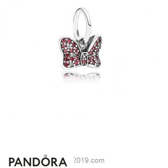 Pandora Disney Charms Minnie's Sparkling Bow Pendant Charm Red Clear Cz Jewelry