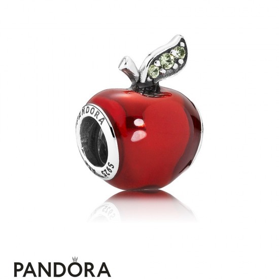 Pandora Disney Charms Snow White's Apple Charm Red Enamel Light Green Cz Jewelry