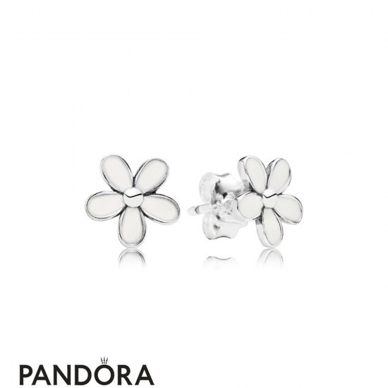 Pandora Earrings Darling Daisies Stud Earrings White Enamel Jewelry