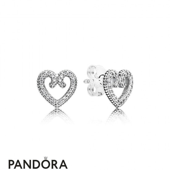 Women's Pandora Heart Swirls Earring Studs Jewelry