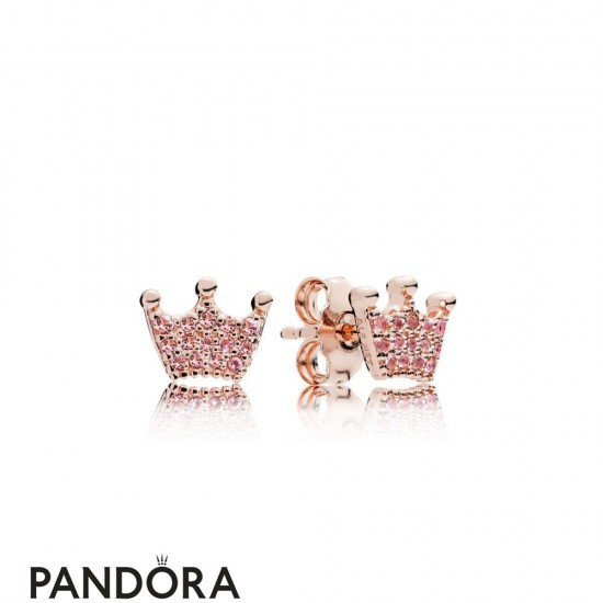 Pandora Rose Pink Enchanted Crown Earring Studs Jewelry