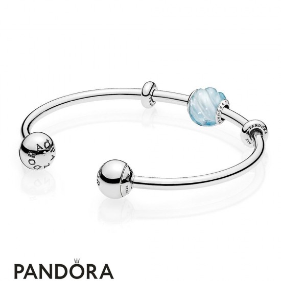 Women's Pandora Blue Ripples Open Bangle Gift Set Jewelry