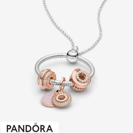 Pandora Crown O O Pendant Necklace Set Jewelry
