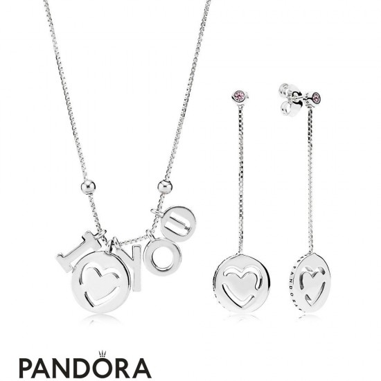 Women's Pandora I Love You Necklace And Earring Gift Set Jewelry
