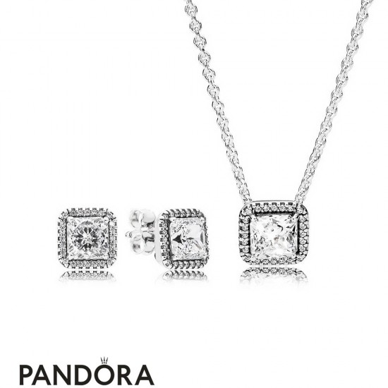 Women's Pandora Timeless Elegance Earring And Necklace Gift Set Jewelry