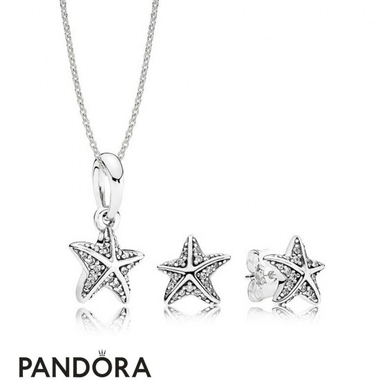 Women's Pandora Tropical Starfish Necklace And Earring Set Jewelry