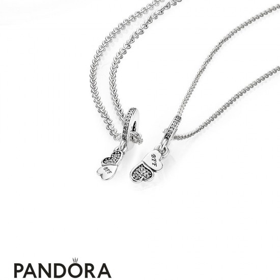 Women's Pandora Hearts Silver Dangle With Clear Cubic Zirconia And Necklace Jewelry