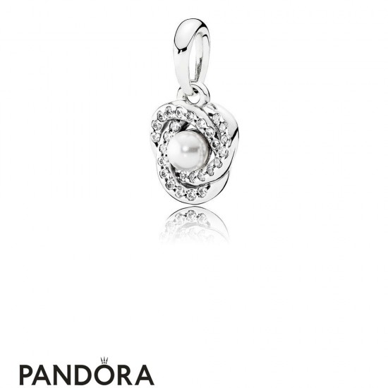 Pandora Pendants Luminous Love Knot Pendant White Crystal Pearl Jewelry
