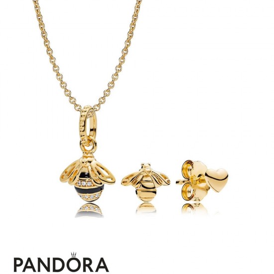 Pandora Shine Queen Bee Necklace And Earring Set Jewelry
