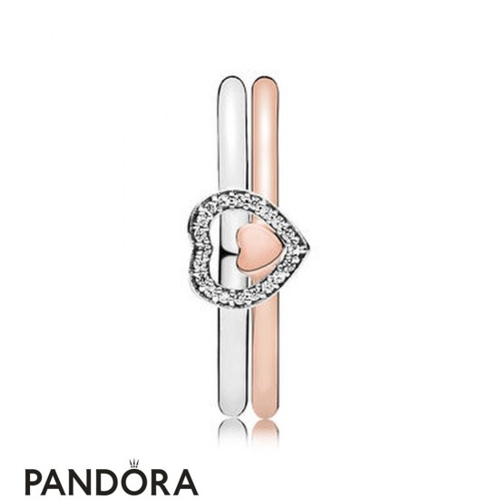 Pandora Rings Pandora Two Become One Puzzle Rose Ring Set Brands Jewelry